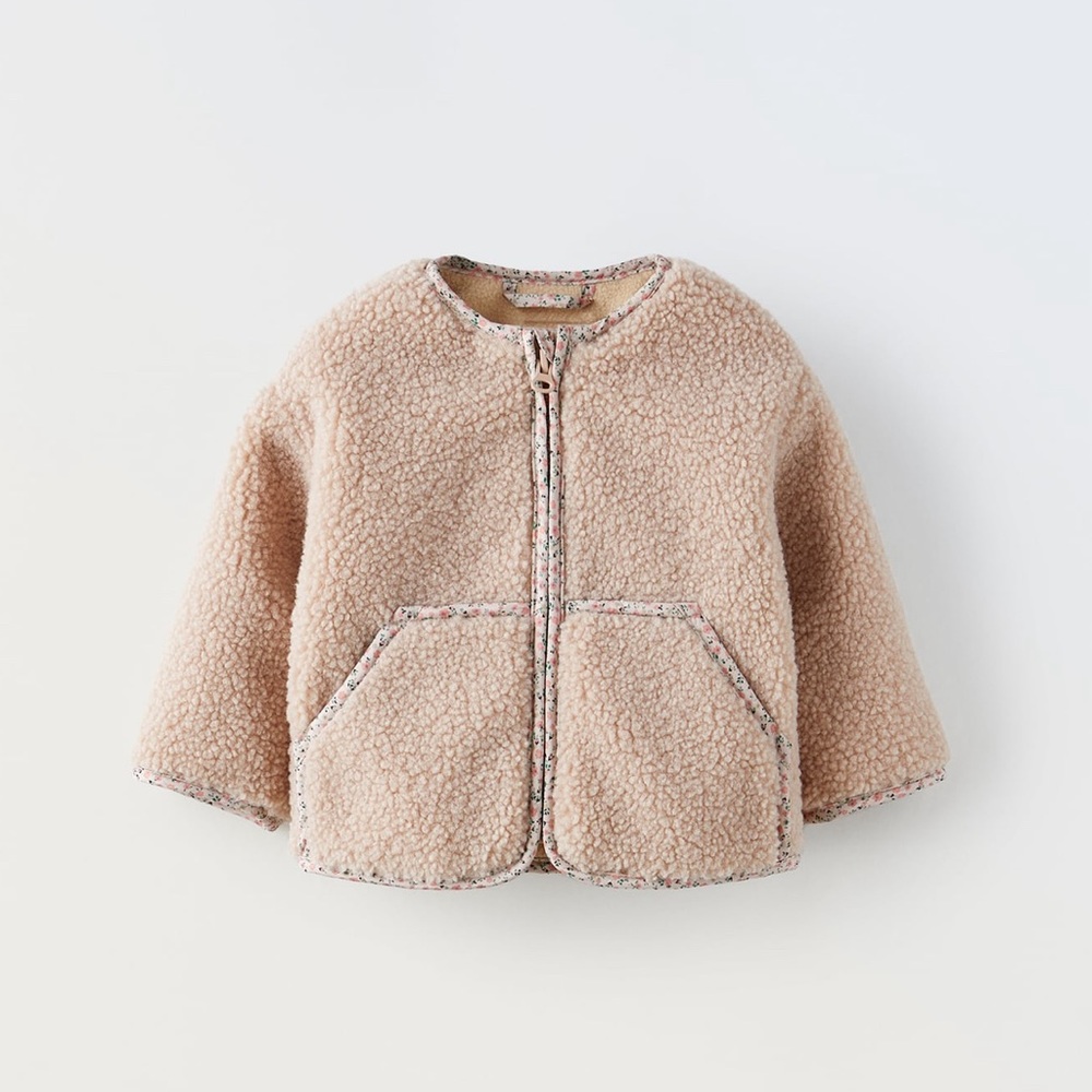 Zara floral fleece jacket